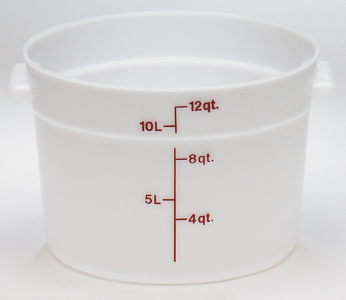 Food Storage Container 12 QT White Round 1/Each