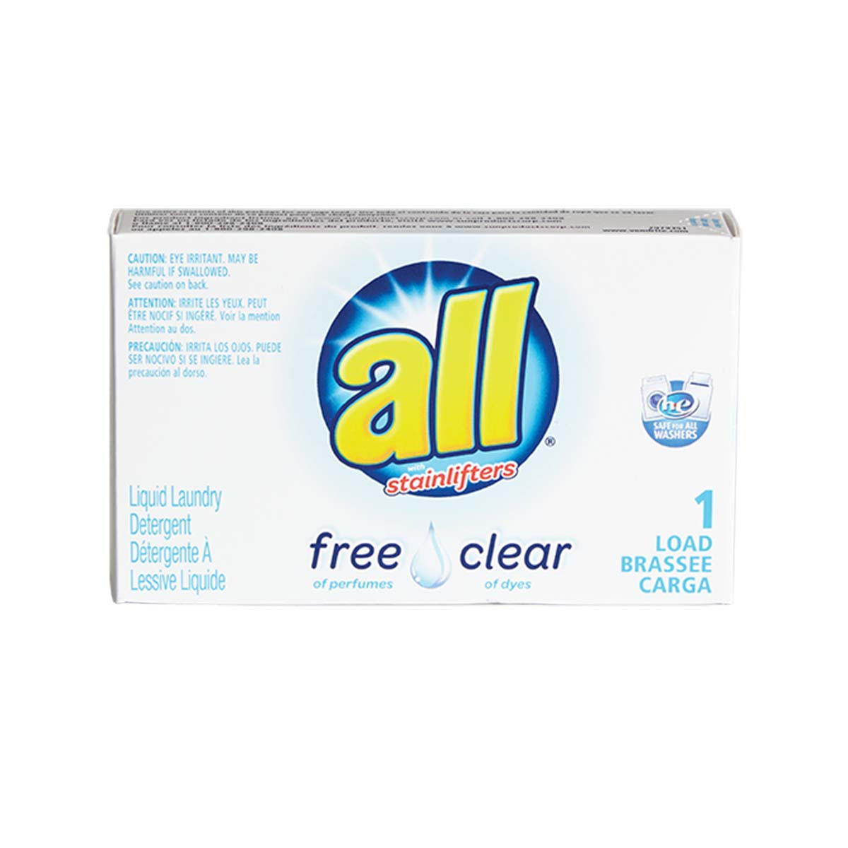 All® Free & Clear Unscented Laundry Detergent 1.6 FLOZ Liquid Coin Vend 100/Case