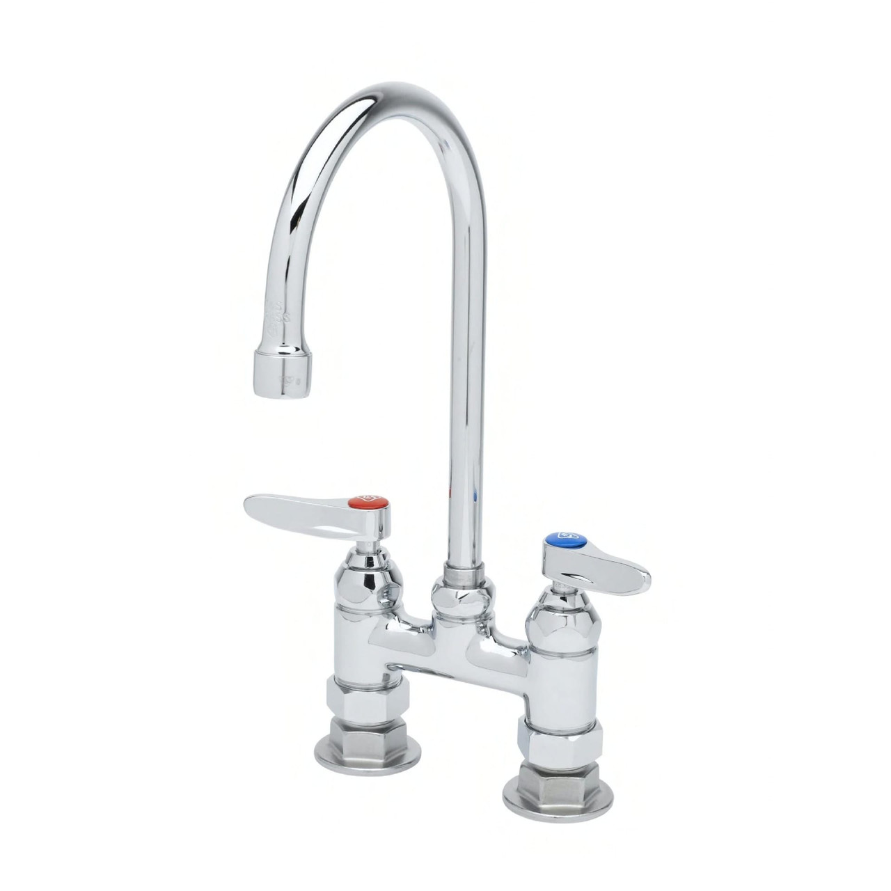 Faucet 11.75 IN Chrome Plated Brass Deck Mount 4 IN Centers Swivel Gooseneck 1/Each