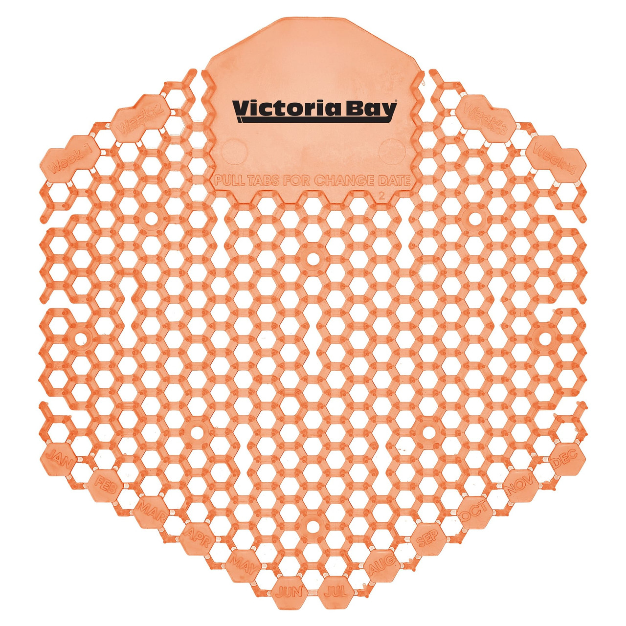 Victoria Bay Urinal Screen Mango Orange EVA 7X6.5X0.66 IN 30-Day Air Care System Deodorizing 10 Count/Box 6 Box/Case