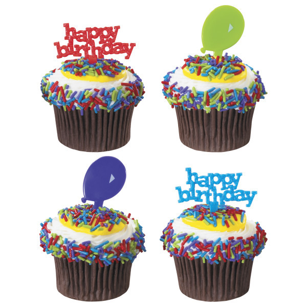 Cake & Cupcake Topper Pick Plastic Multicolor Mini Birthday Assortment 144/Pack