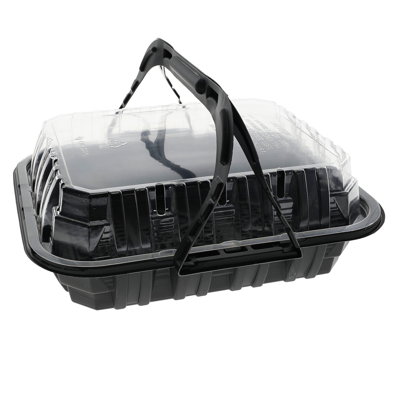 MealMaster® Chicken Container & Lid Combo With Dome Lid Small (SM) 4 Piece MFPP OPS Black Clear With Handle 100/Case
