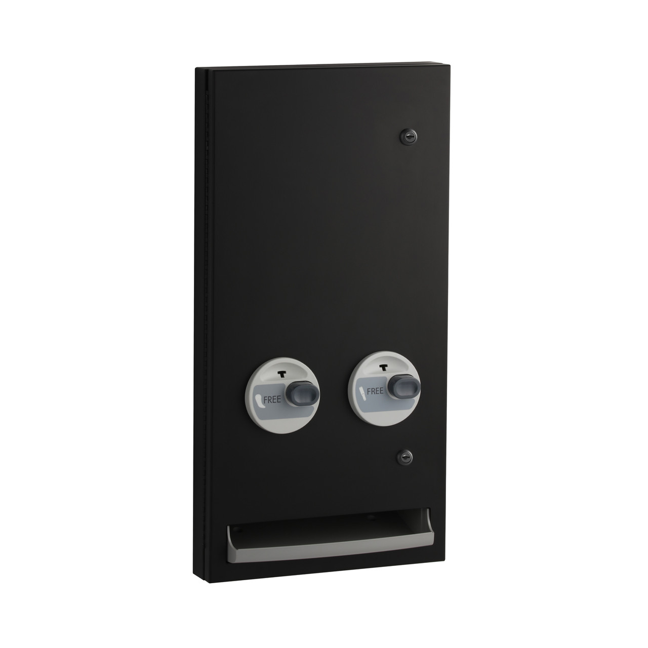 Tampon & Pad Dispenser Matte Black Stainless Steel Semi-Recessed Free Vend 1/Each