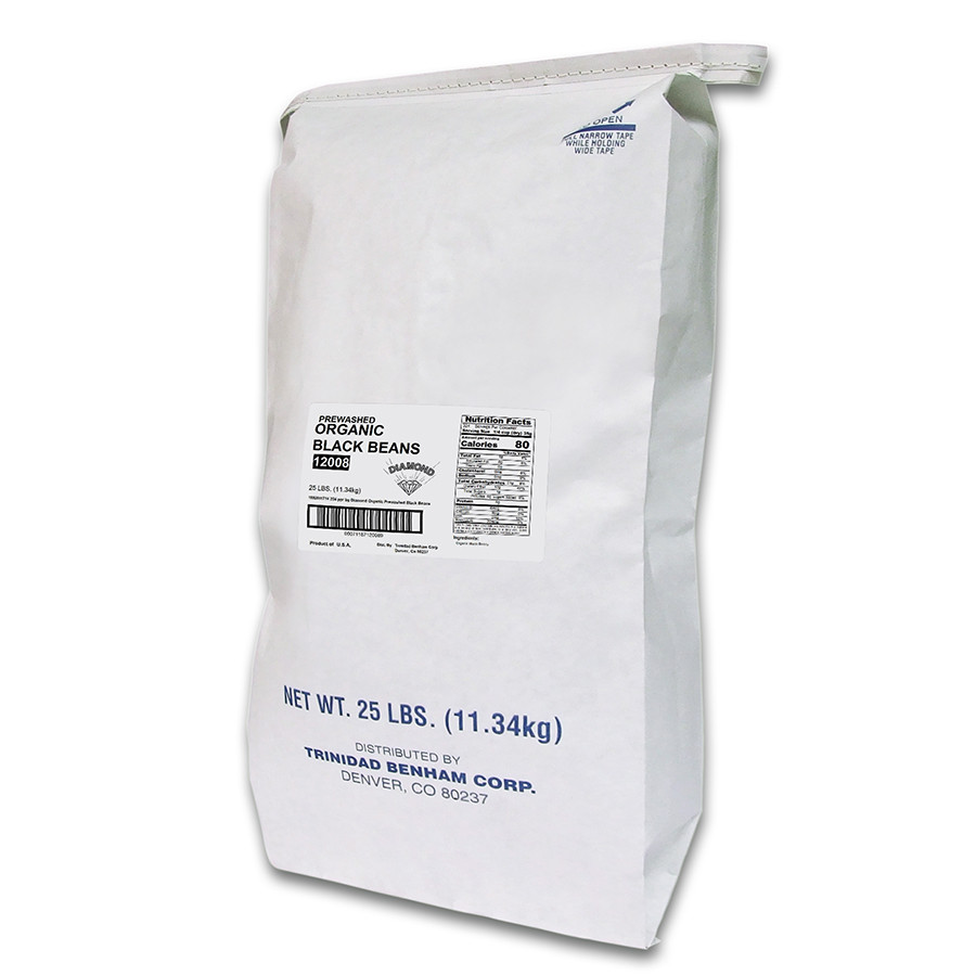 Black Beans 25 LB Organic Prewashed 1/Bag