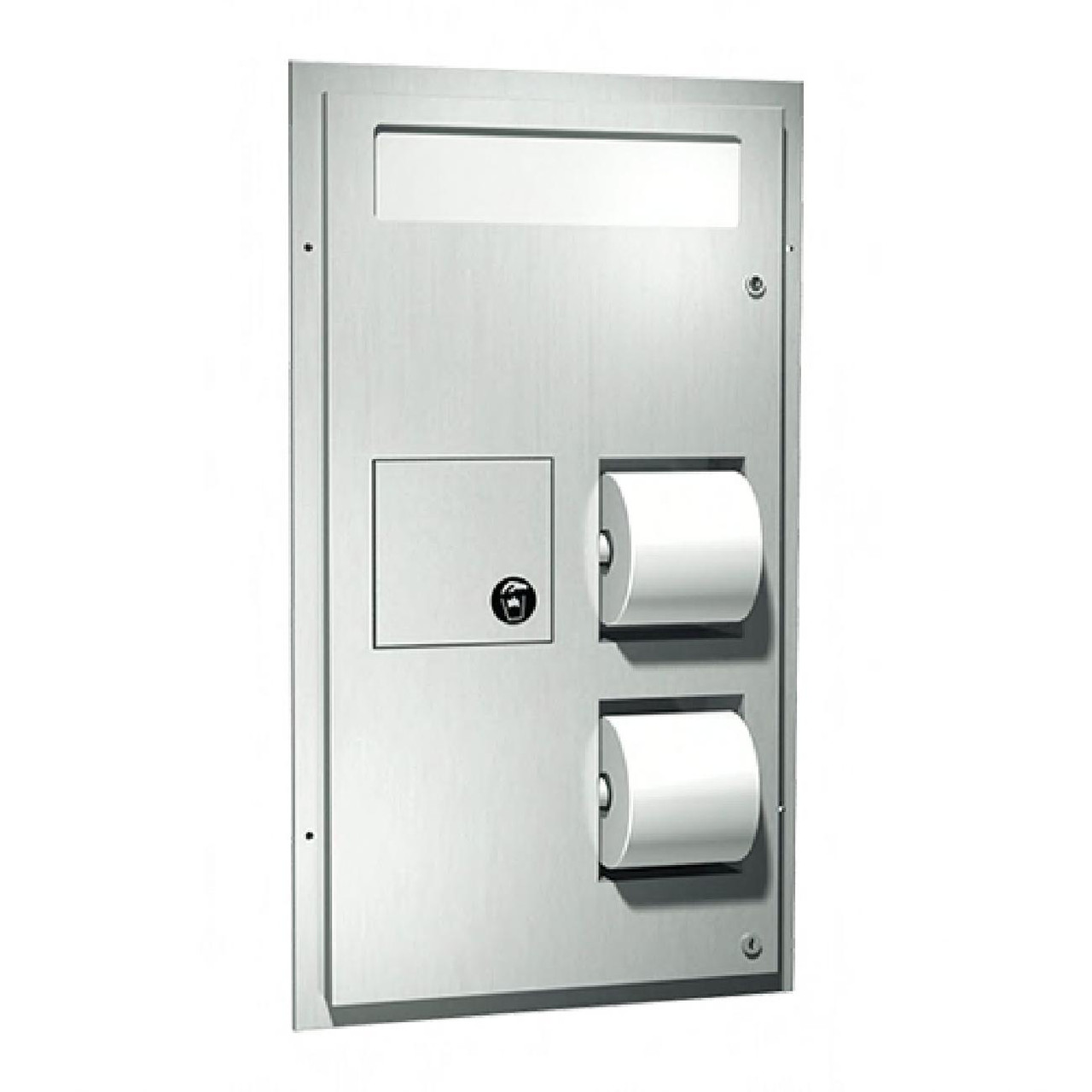Toilet Paper & Seat Cover Dispenser Stainless Steel Partition With Napkin Disposal 1/Each