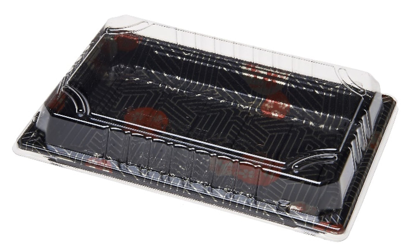 #10 Sushi Take-Out Tray Base & Lid Combo 7.5X5X0.75 IN Plastic 400/Case