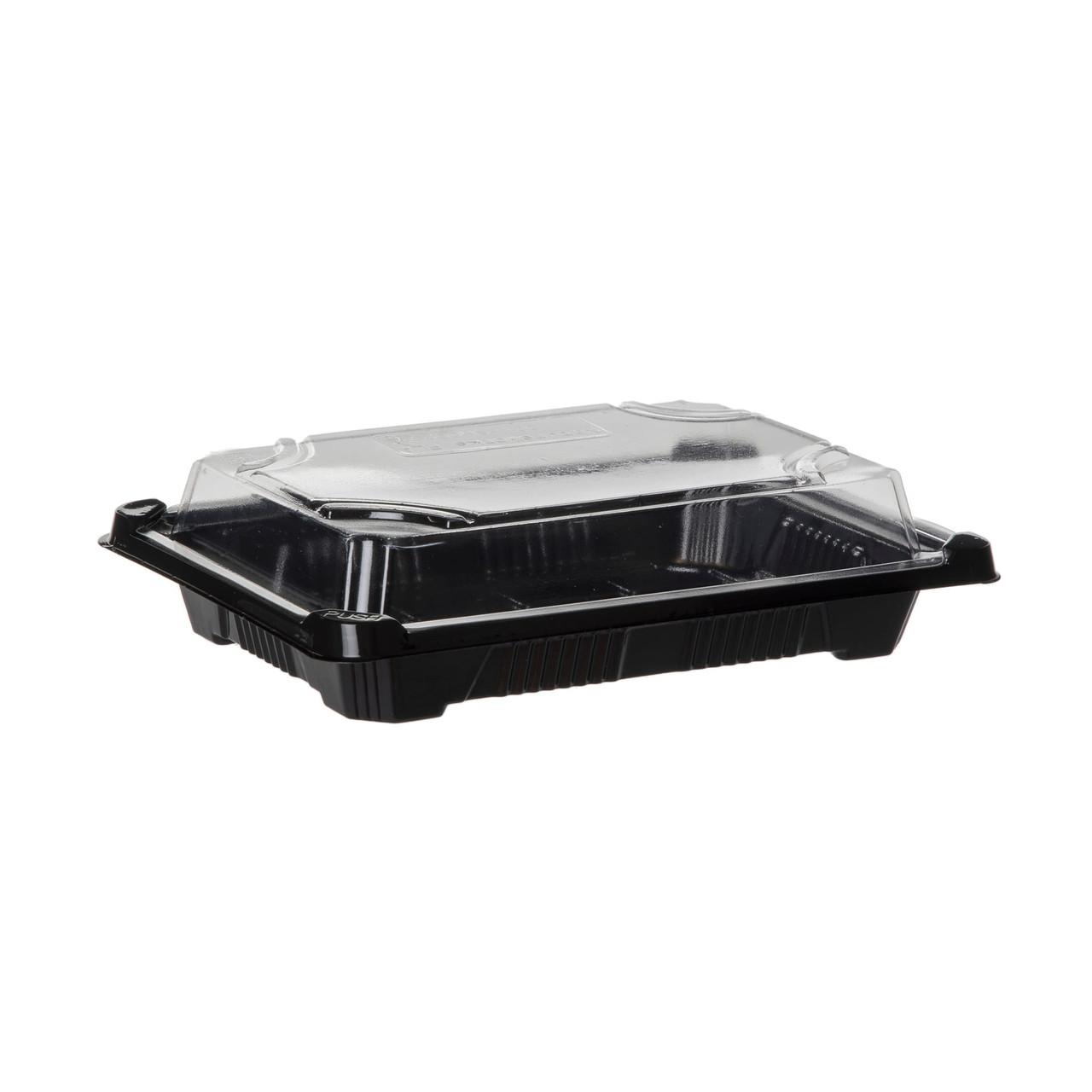 Sushi Take-Out Tray Base & Lid Combo Small (SM) 6.875X4.875 IN PLA Black Clear Rectangle 600/Case