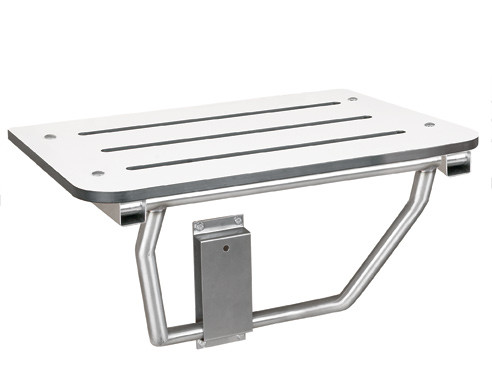 Shower Seat 500 LB White Stainless Steel Folding Phenolic Satin 1/Each
