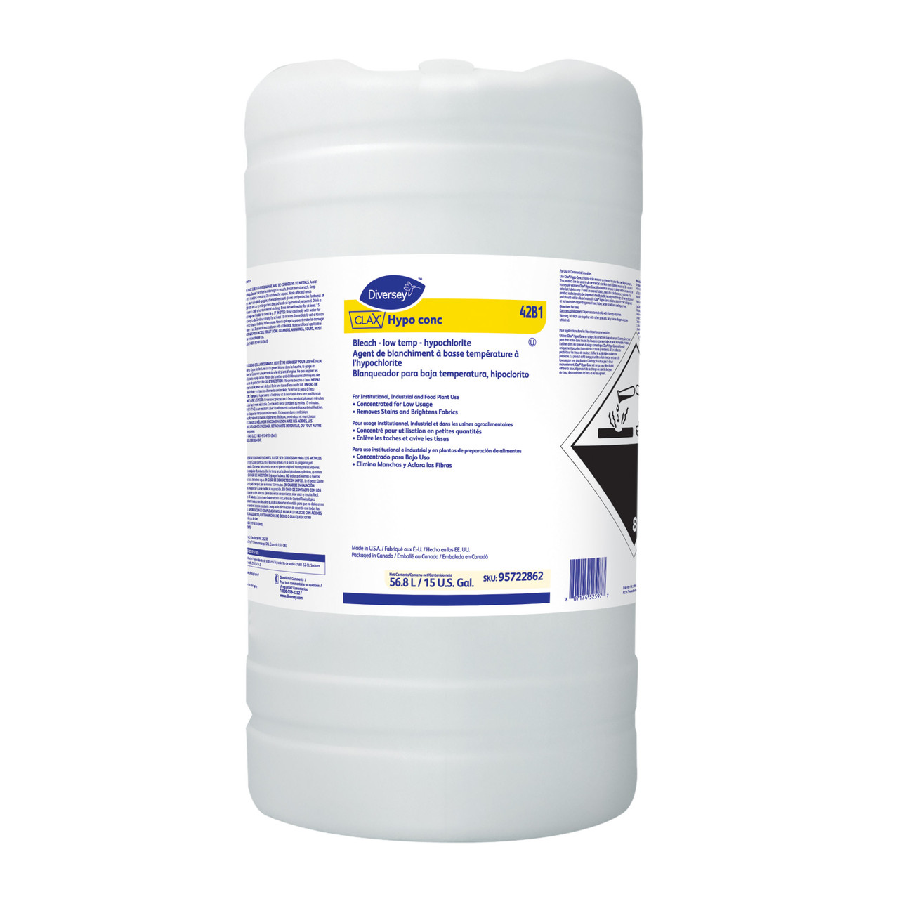 Clax® Laundry Bleach 15 GAL Liquid Concentrate Kosher 1/Pail