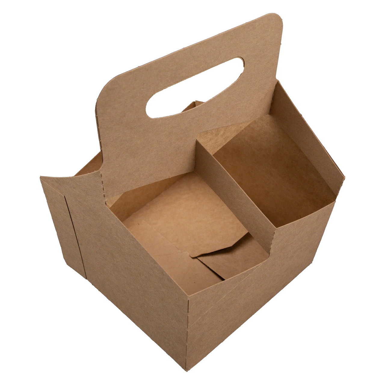 Cup Carrier 6.5X6.25X9 IN 4 Compartment Paper Beige For 24 OZ With Handle Reusable 250/Case