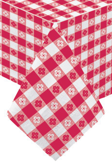Table Cover 54X108 IN Paper Poly Blend Red White Gingham 25/Case