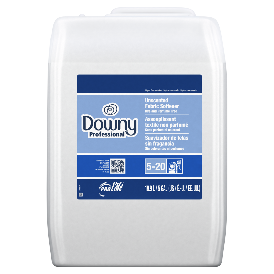 PGProLine Professional Downy® Unscented Laundry Softener 5 GAL Liquid Closed Loop Cleaner 1/Pail