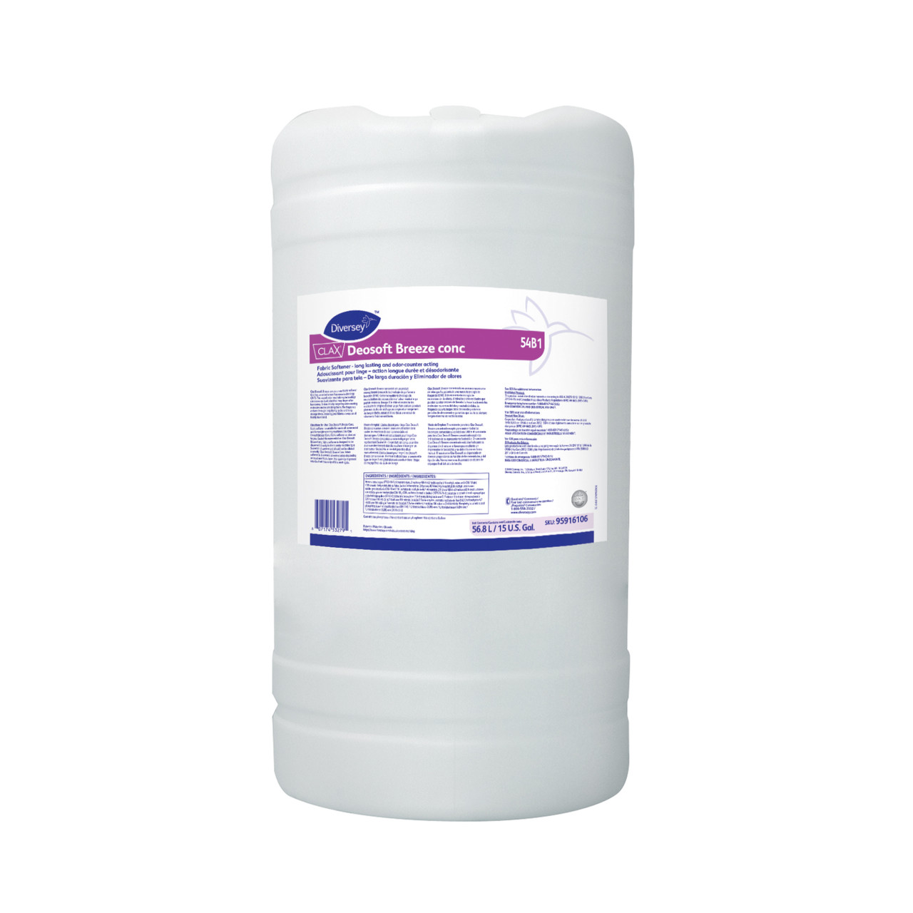Clax® Deosoft Breeze conc 54B1 Floral Laundry Softener 15 GAL Liquid Concentrate 1/Pail
