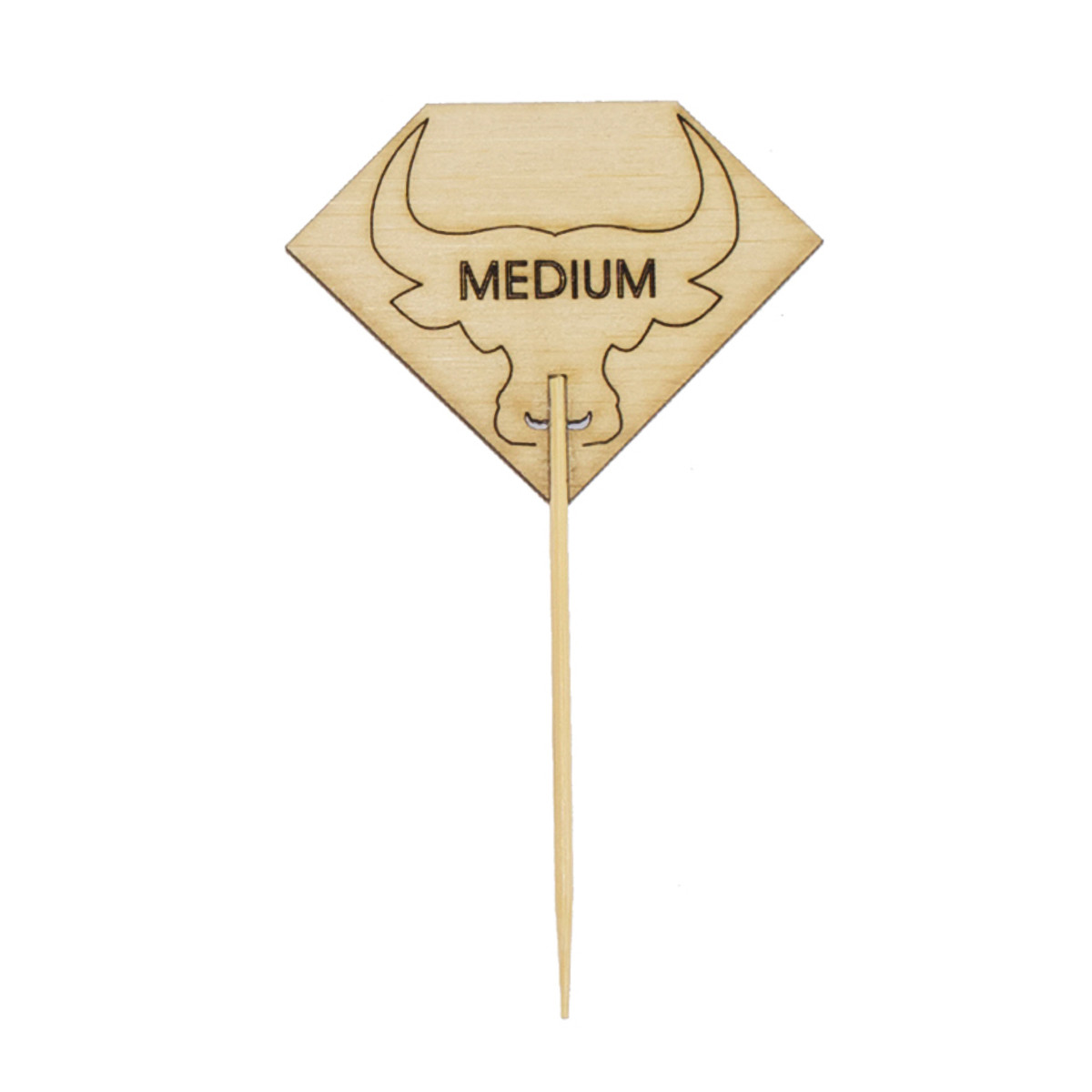 Medium Steak Marker 3.7X2.1 IN Bamboo Diamond Natural Bull Head 100 Count/Pack 10 Packs/Case 1000 Count/Case