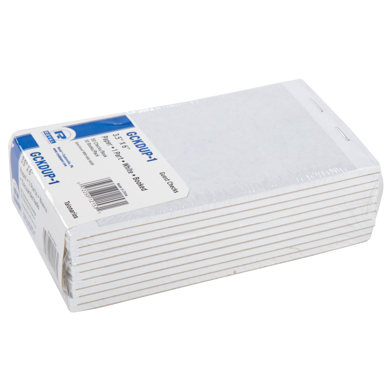 Guest Check Small (SM) Paper White 1-Part Booked Unlined 50 Count/Pack 100 Packs/Case 5000 Count/Case
