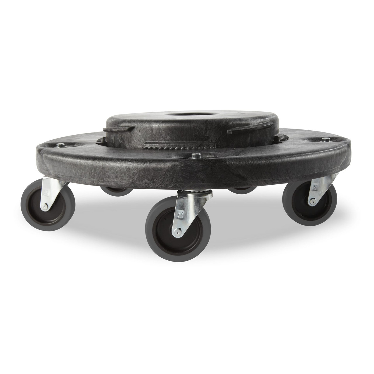 Brute® Receptacle Dolly 18.03X18.03X6.3 IN Black Resin Swivel Food Safe 1/Each