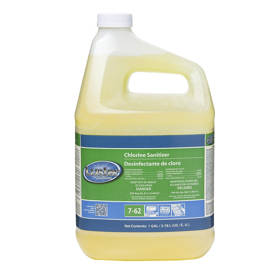 Luster® Professional Dishmachine Sanitizer 1 GAL Liquid Chlorine 2/Case