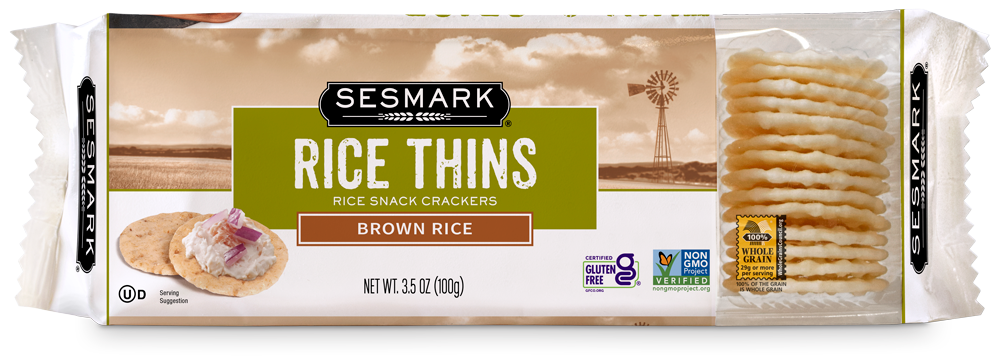 Sesmark Brown Rice Thins Crackers 3.5 OZ 12/Case