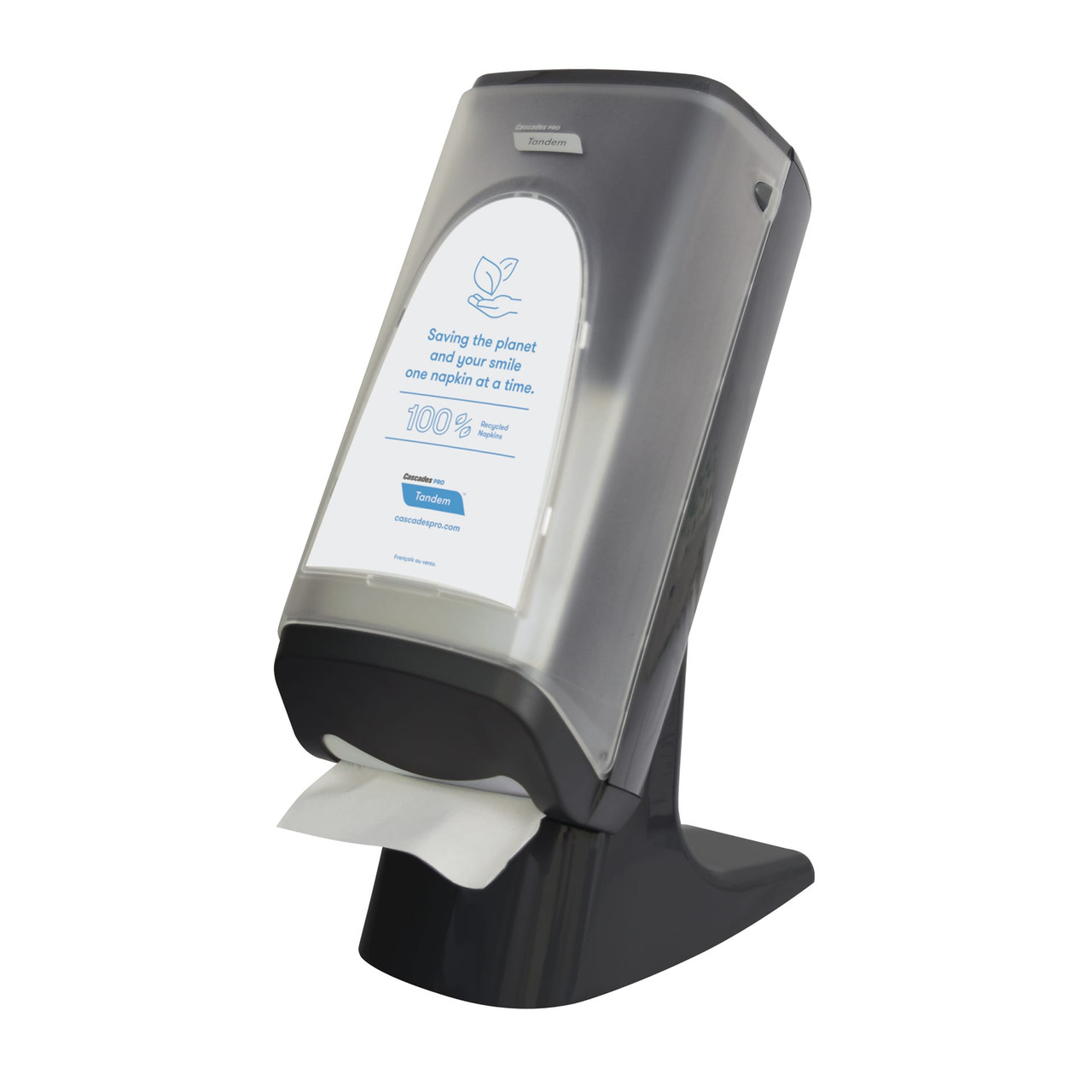Cascades PRO Tandem® Napkin Dispenser Gray Plastic Interfold Stand Wall Mount 1/Each