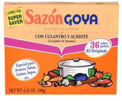 Sazon Cilantro Y Achiote Coriander & Annatto Seasoning 6.33 OZ Powder 36 Count/Pack 15 Packs/Case