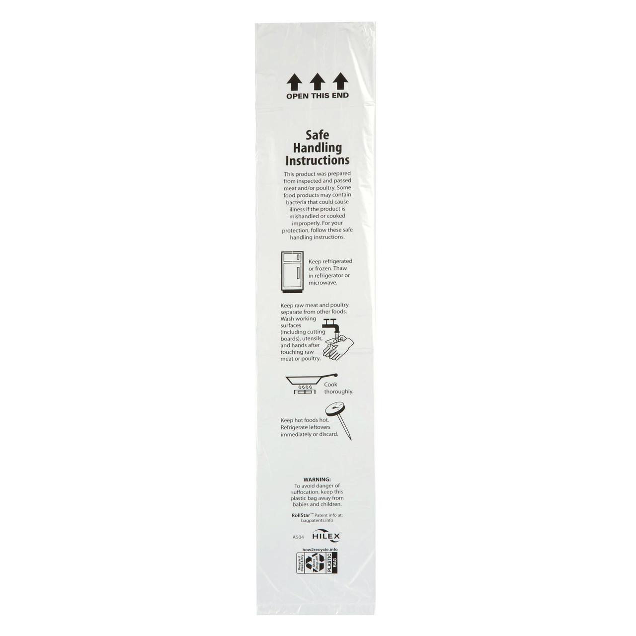 Hilex® Meat Bag 15X20 IN Plastic 8MIC Clear Safe Handling 3000/Case