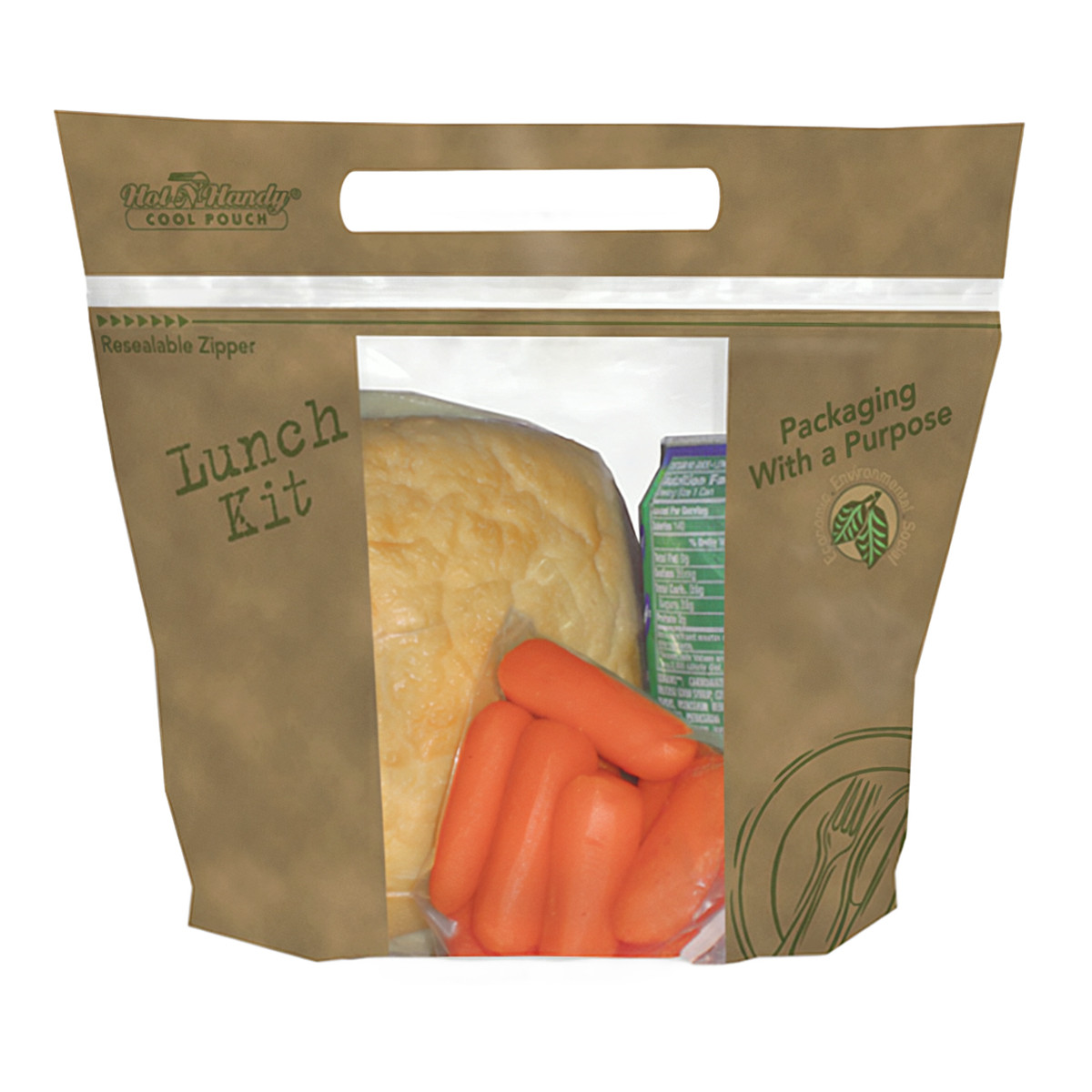 Lunch Bag 10.5X8.25X4 IN With Zip Seal Closure With Window With Handle 250/Case