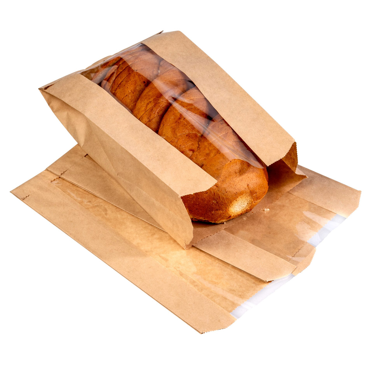 Bread Bag 7X3X12.75 IN Paper Natural Plain Panel With Window 1000/Case