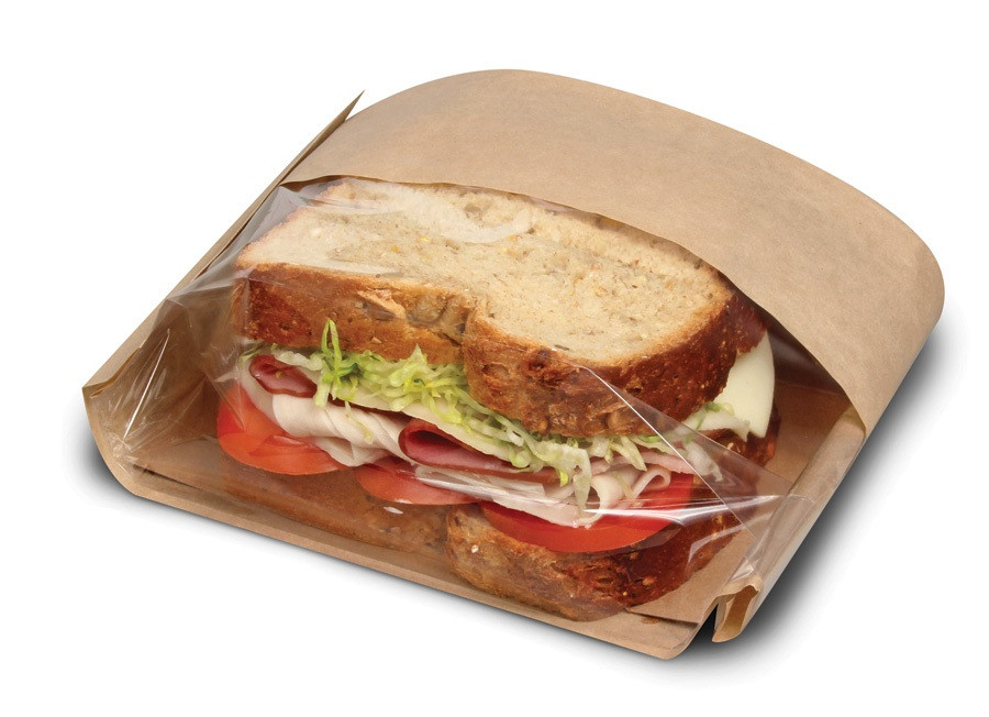 Bagcraft® Dubl View ToGo!® Hoagie & Sub Bag 5.75X2.75X10.5 IN Wax Coated Paper PET Kraft With Tray With Window 250/Case