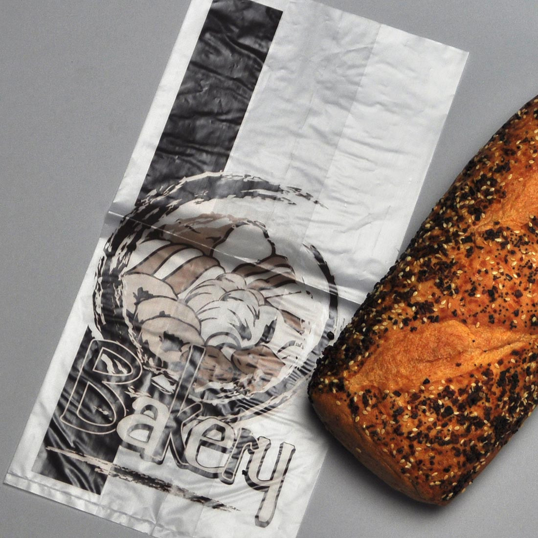 Bakery Bag 8.5X5X16 IN High-Density Polyethylene (HDPE) 1MIL Clear Black Printed Gusset 1000/Case