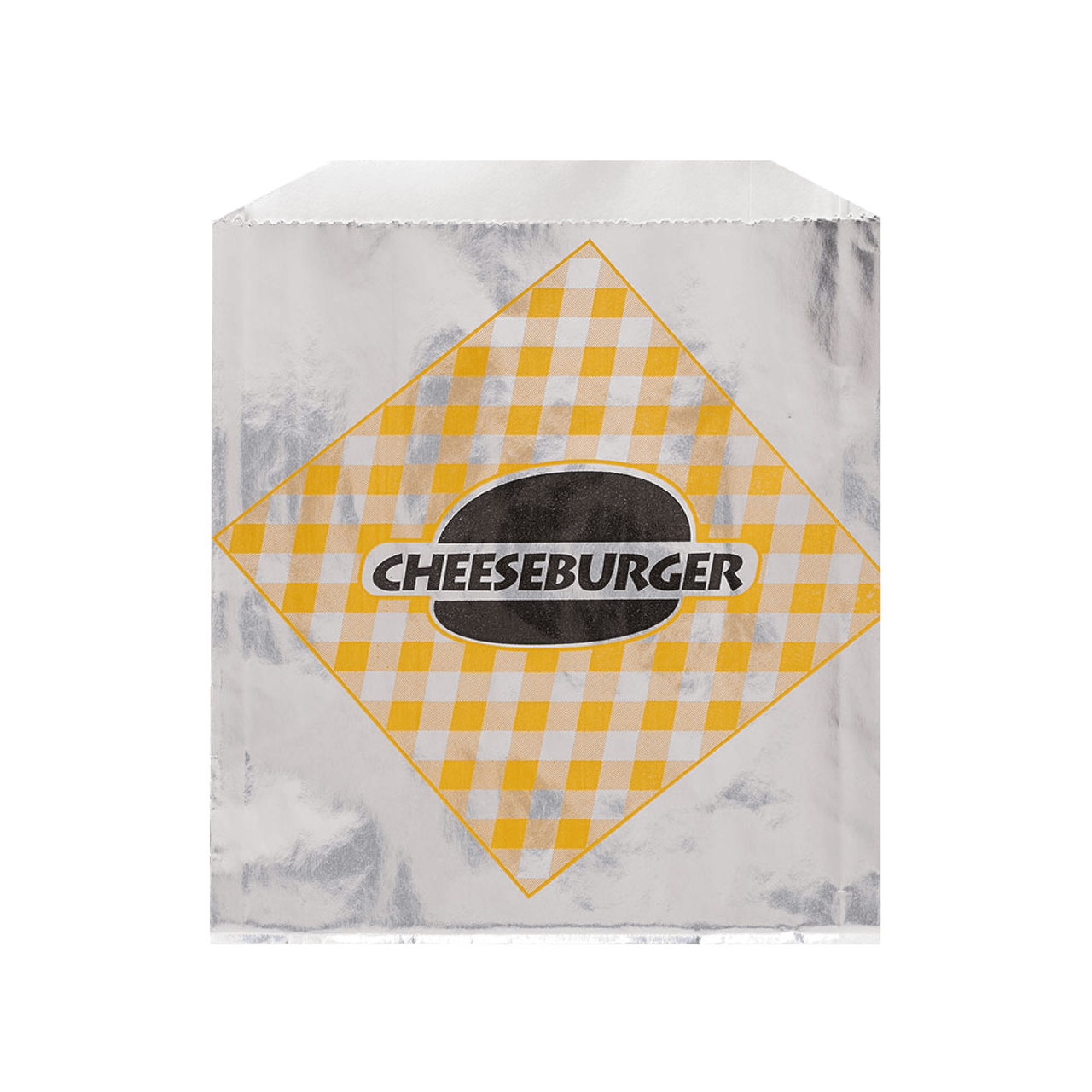 Cheeseburger Bag 6X0.75X6.5 IN Foil-Lined Paper White Silver Cheeseburger Gusset 1000/Case