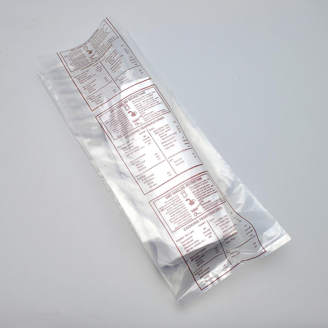 Meat Bag 6X3X15 IN LDPE 1.5MIL Clear Safe Handling Printed With Open Ended Closure Gusset 1000/Case