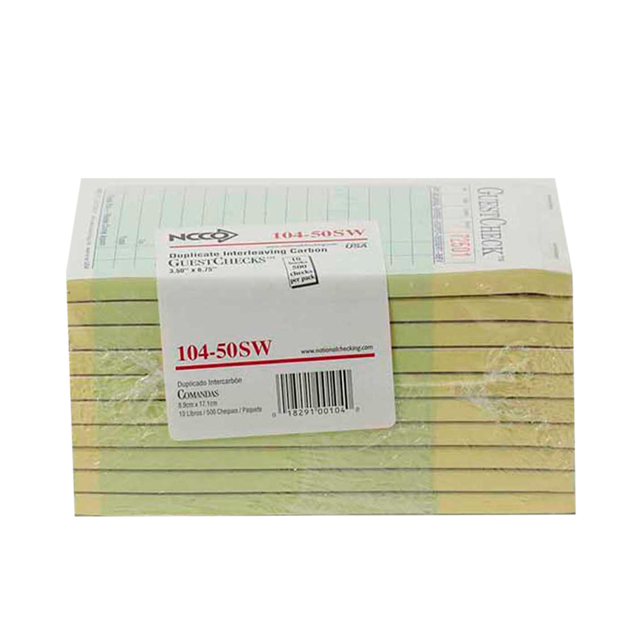 Guest Check Medium (MED) 3.5X6.75 IN Paper Green Duplicate Carbon 16 Line 2500/Case