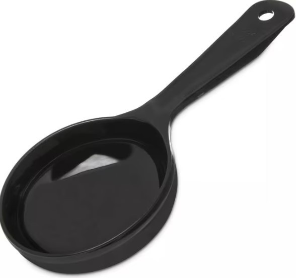 Carlisle Foodservice Products® Portion Spoon 3.88X8.59X1.25 IN 6 OZ Acetal Black Solid Short Handle Flat Bottom 1/Each