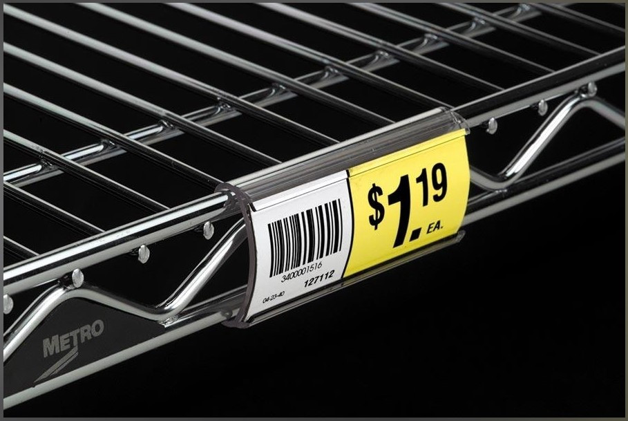 Shelf Label Holder 0.75X3 IN Clear C-Channel Metro 10/Bag