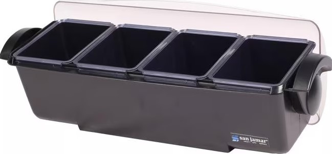 San Jamar Condiment Holder Dispenser ABS Black Four 3 Pint Trays 1/Each