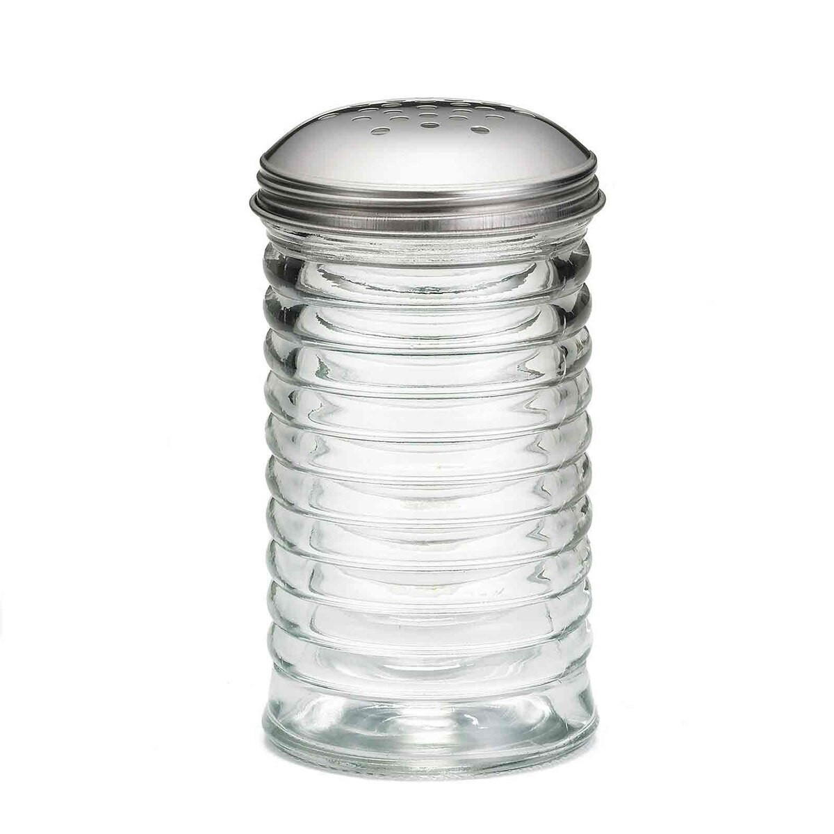 Beehive Collection™ Cheese Shaker 12 OZ Soda Lime Glass Clear Perforated Metal Top Hand Wash Dishwasher Safe 12/Case