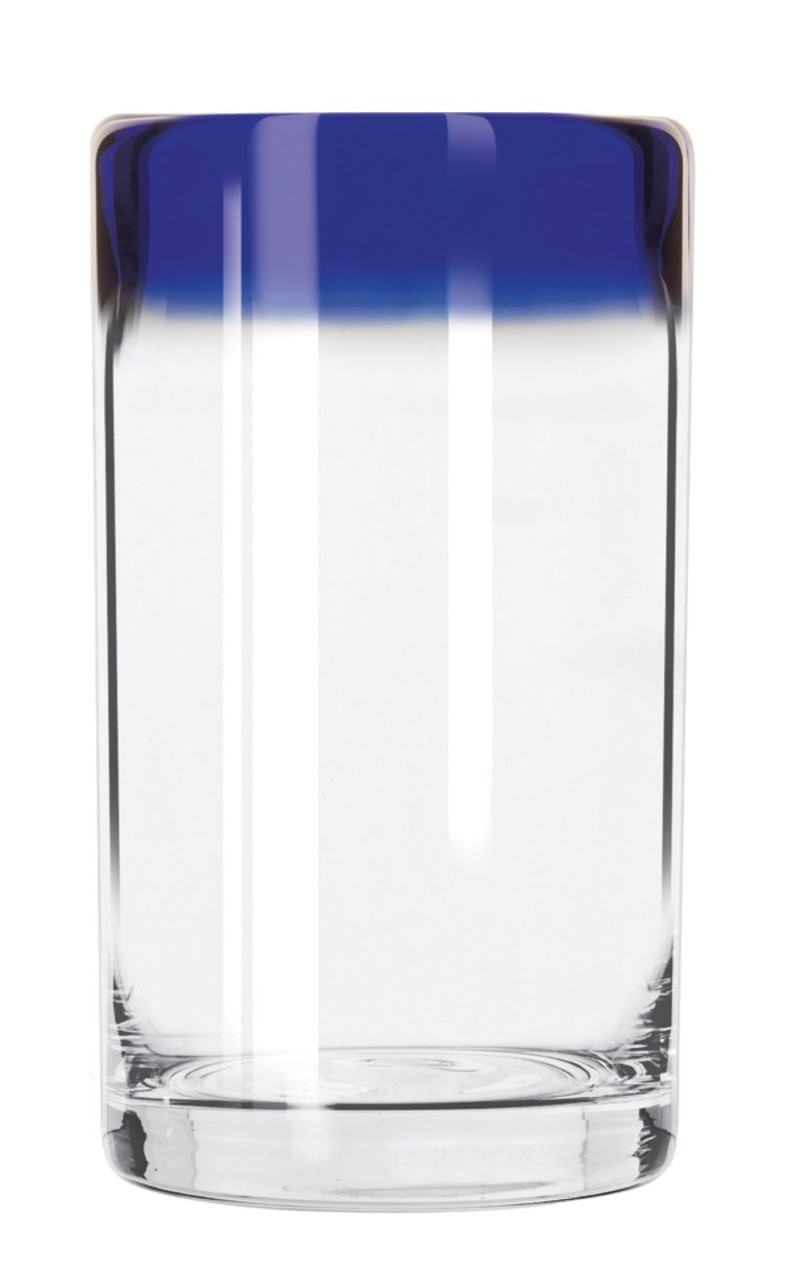 Aruba Beverage Glass 16 FLOZ Glass Blue Rim 12/Case