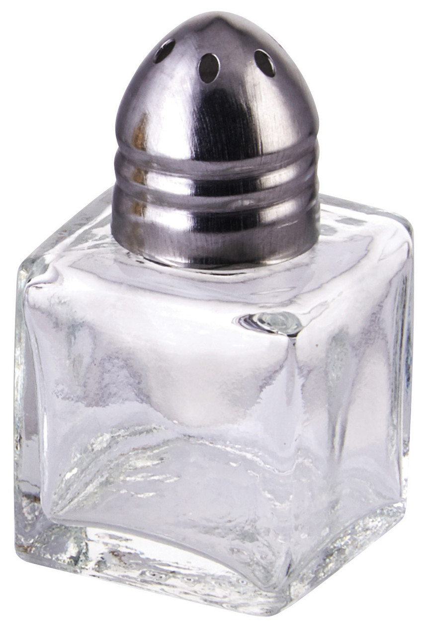 Salt & Pepper Shaker 1.125X1.125X2 IN 0.5 OZ Glass Stainless Steel Square 12/Dozen