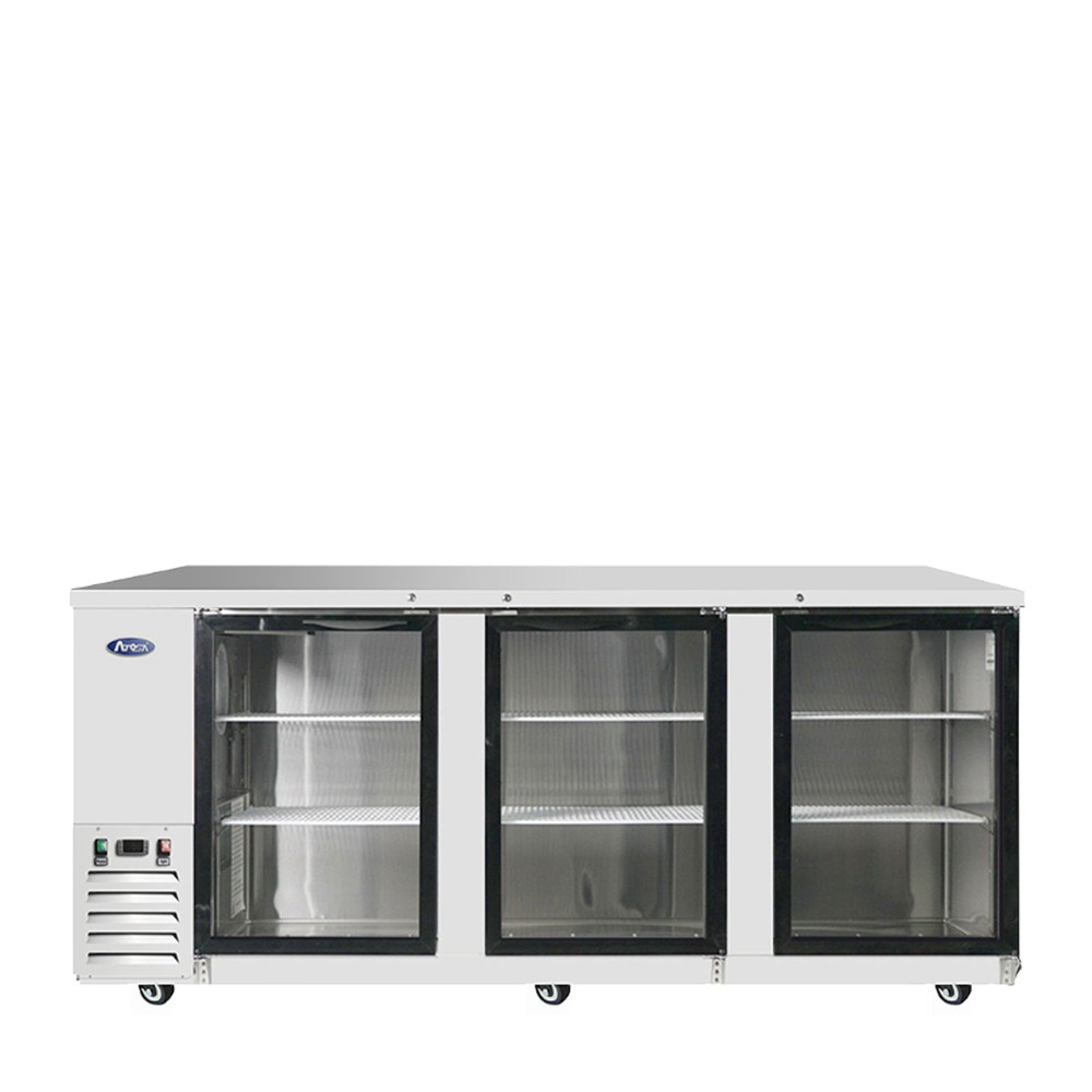 Back Bar Cooler 89.30 IN Stainless Steel Glass 3-Section With Glass Doors 1/Each