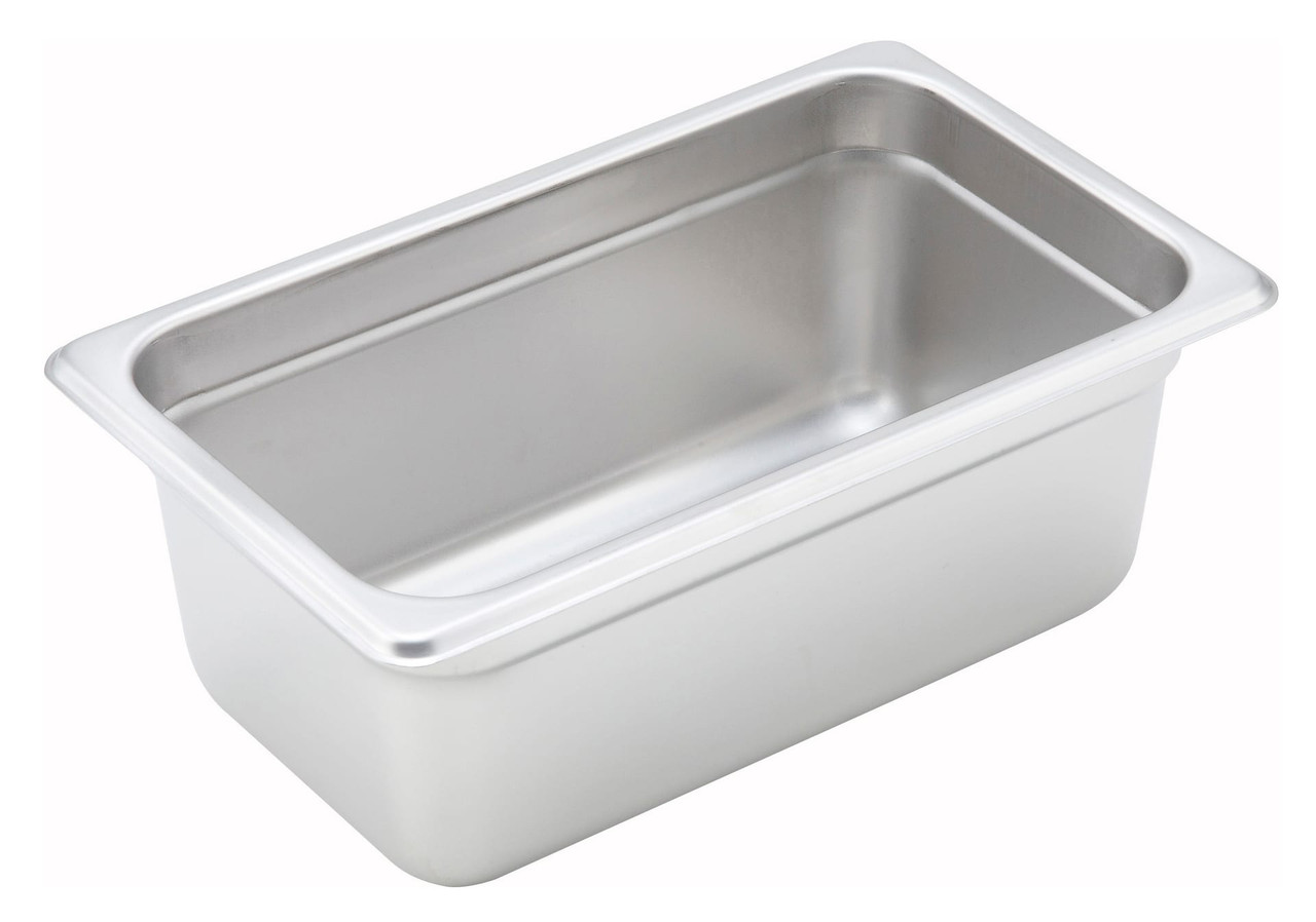 Steam Table Pan 1/4 Size 4 IN 18/8 Stainless Steel Anti-Jam 1/Each