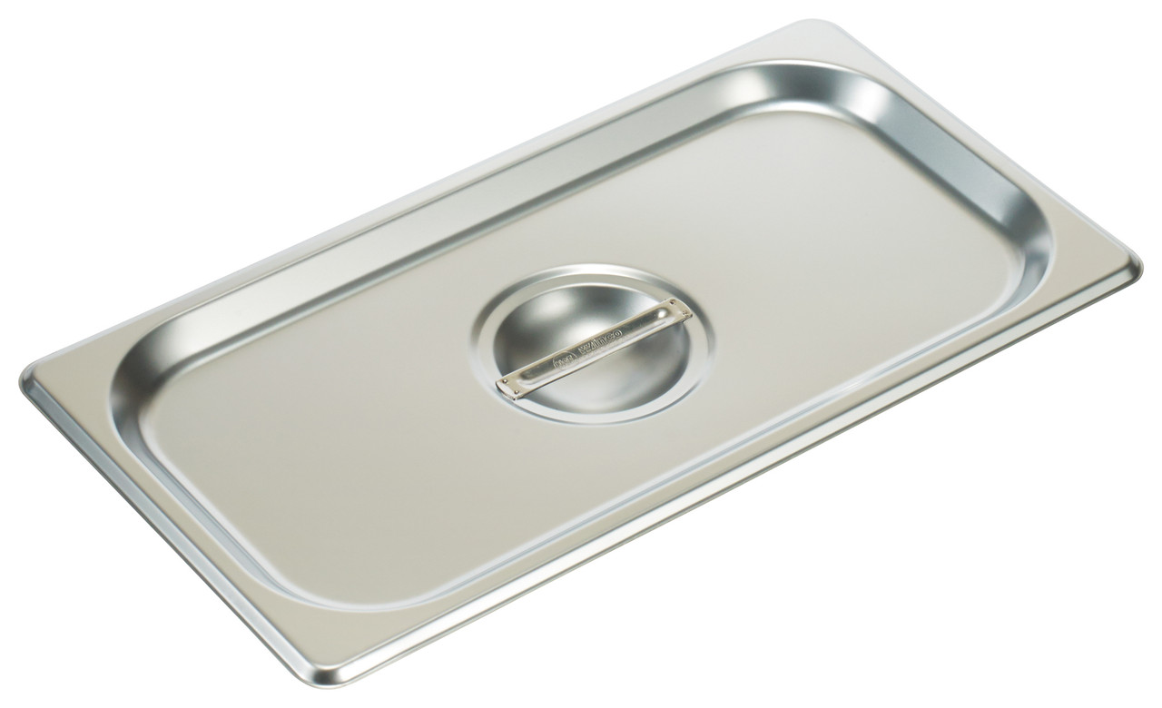 Cover For Steam Table Pan 1/3 Size 12.75X7X1 IN 18/8 Stainless Steel Rectangle Solid 1/Each