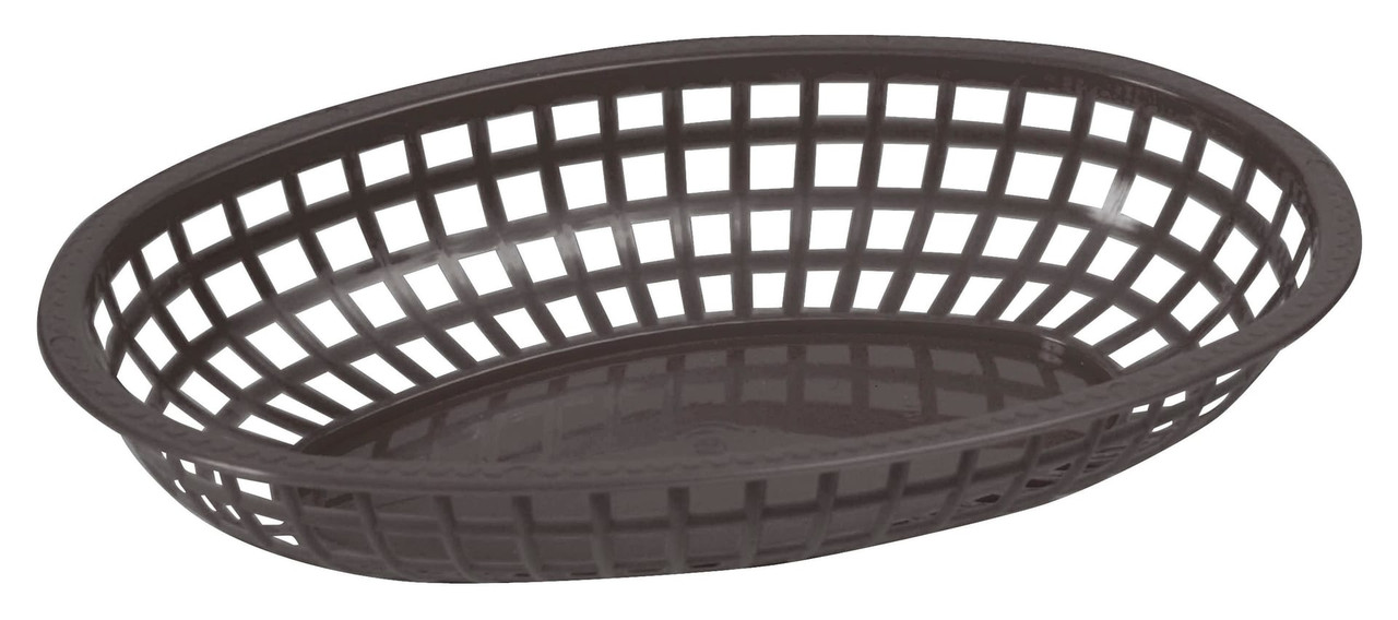 Fast Food Basket 10.25X6.75X2 IN Plastic Black Oval 12/Dozen
