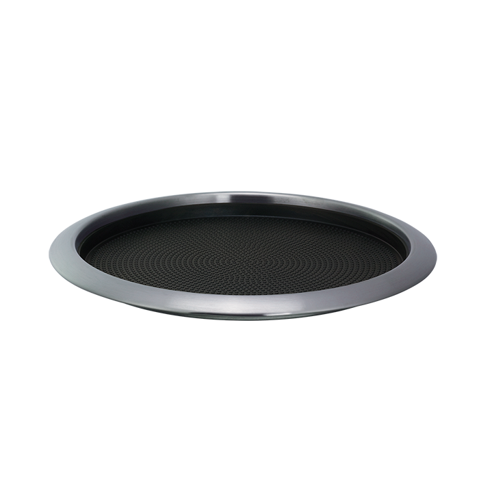 Insert Serving Tray 14 IN  Brushed Stainless Steel Rubber Black Brushed Non-Slip Removable Medium Dishwasher Safe 1/Each