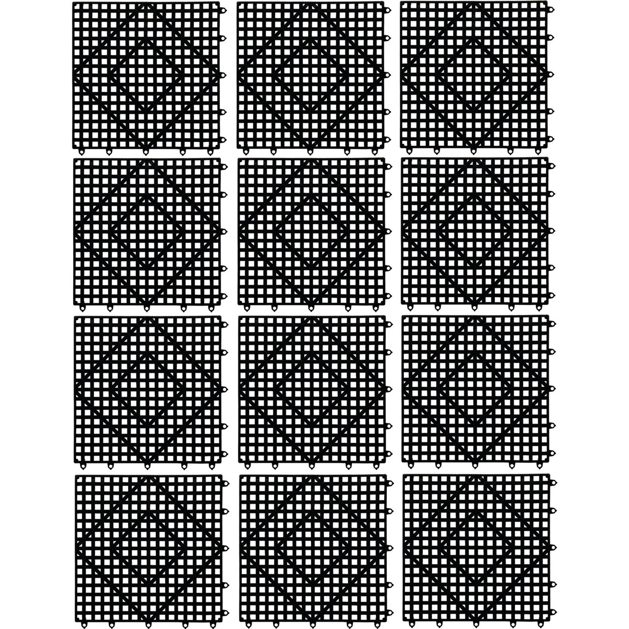 San Jamar Versa-Mat Bar Mat 12X12 IN PVC Black Square 12/Case