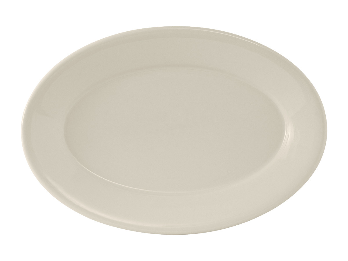 Reno Platter 14.125X10.25 IN China Eggshell Oval Wide Rim Rolled Edge Fully Vitrified 12/Case