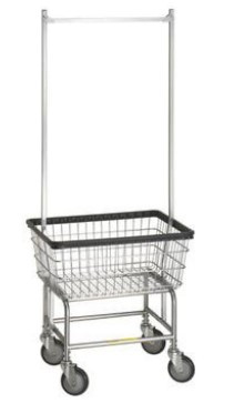 Laundry Cart 20X33X16 IN 4.5 Bushel Metal Wire With Hanging Pole 1/Each