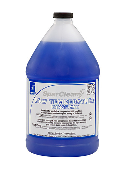 SparClean® 53 Mild Scent Rinse Aid Rinse Aid 1 GAL Low Temperature Alkaline Liquid Low Temperature 4/Case