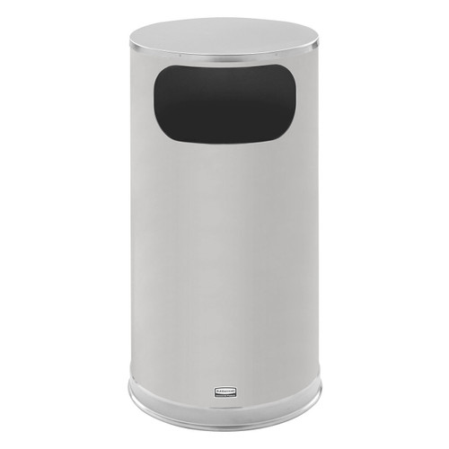 Trash Can 15X15X28 IN 12 GAL Stainless Metal With Flat Lid Half Round Side Open With Galvanized Liner 1/Each