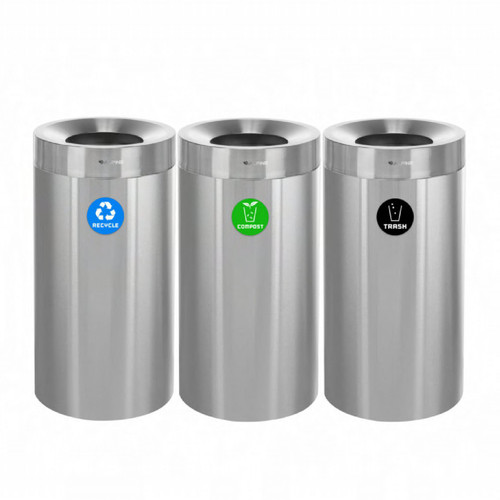 Recycling Station 15.70X15.70X32.20 IN 27 GAL Stainless Steel 2/Pack