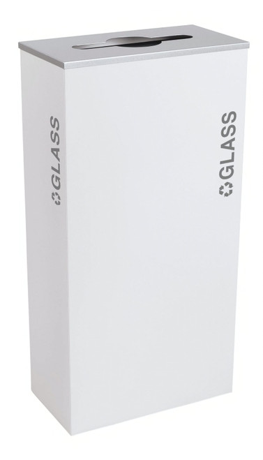 Kaleidoscope Collection™ Black Tie Glass Recycling Bin 17 GAL White Gloss Metal With Comingle Opening 1/Each